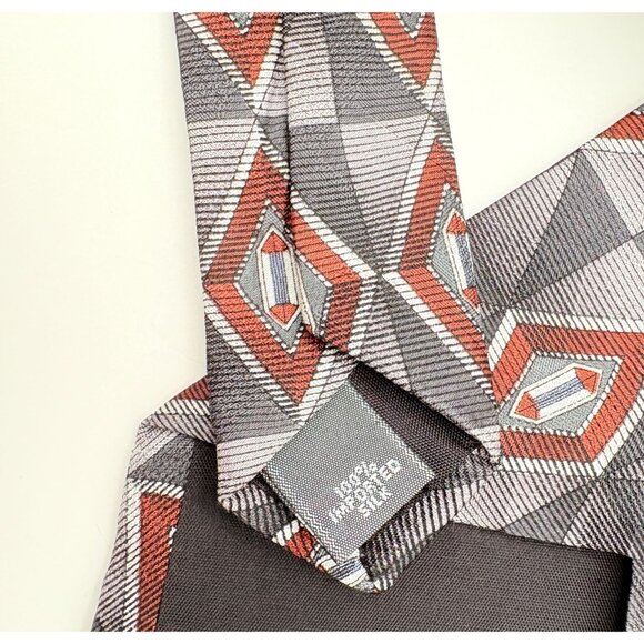 Milano Uomo Silk Neck Tie Diamond Geometric Pattern Office Business Attire - Picture 5 of 7